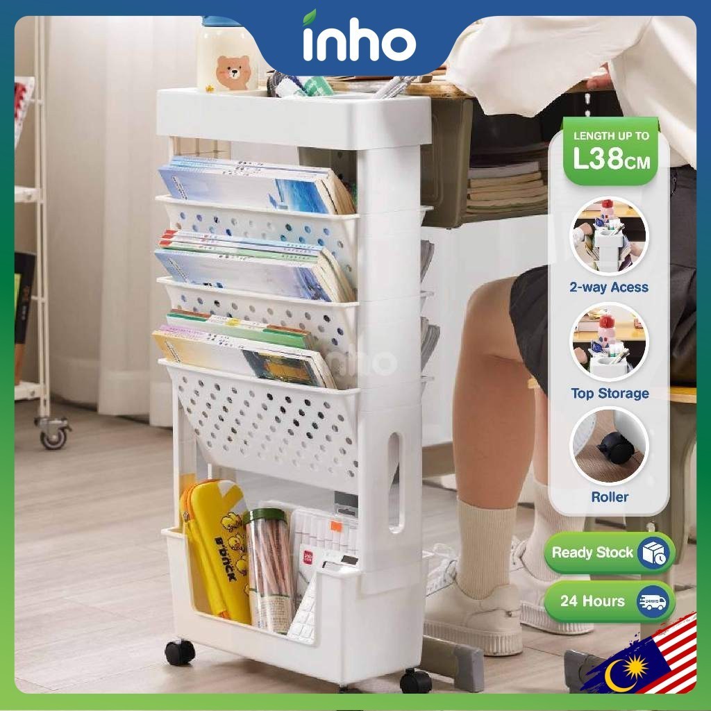 INHO Multi-functional Movable Shelving Side Rack Learning Storage Rack ...