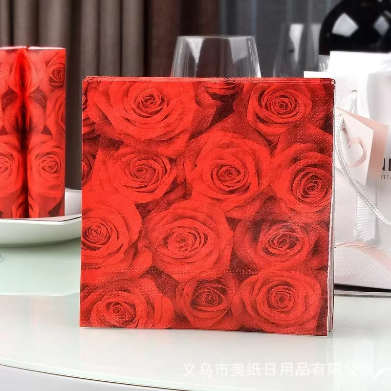 20pcs rose flower assorted vintage napkins decoupage materials