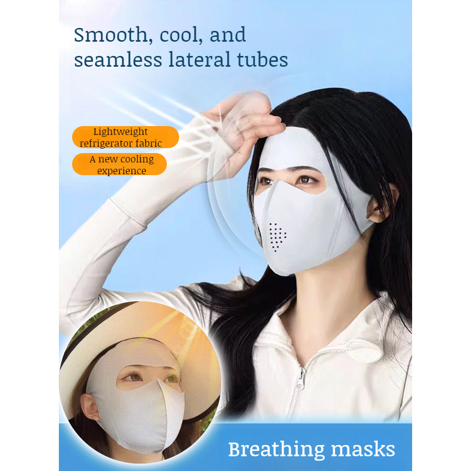 【Full face protection】skin-friendly breathable mesh sunscreen mask/thin ...