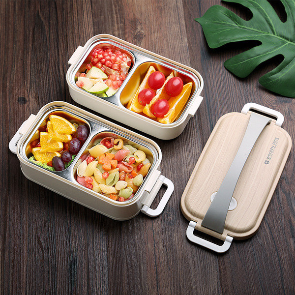 mangkuk tingkat Ins Influencer 304 Double-Layer Stainless Steel Lunch ...