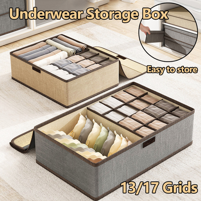 13/17Grids Underwear Storage Box Drawer Stackable Wardrobe Drawer ...