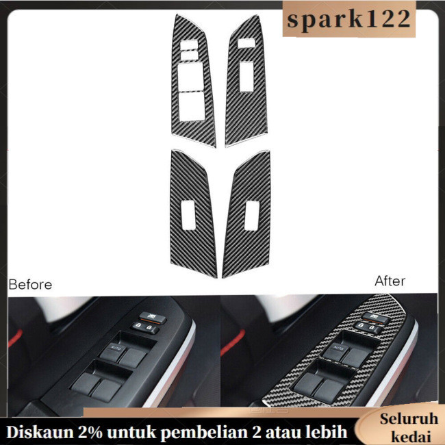 SP 4pcs Carbon Fiber Car Window Lift Switch Panel Trim Sticker ...