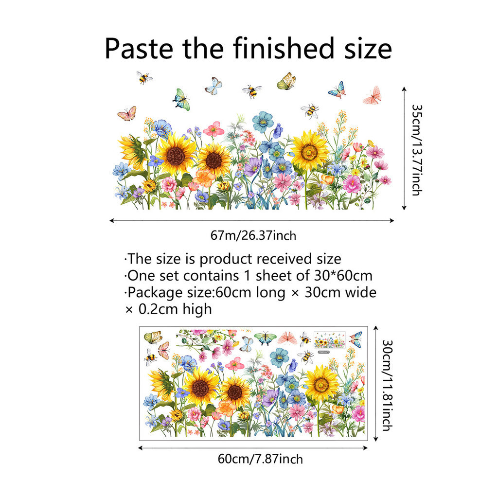Colorful Sunflower Butterfly Wall Sticker Shop Window Glass Decoration ...