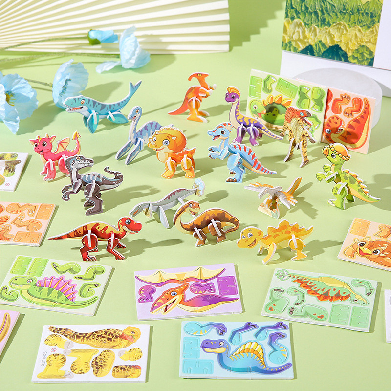 25Pcs/Set 3D Paper Puzzle Toys Mini Cute Animal Dinosaur Jigsaw Puzzle ...