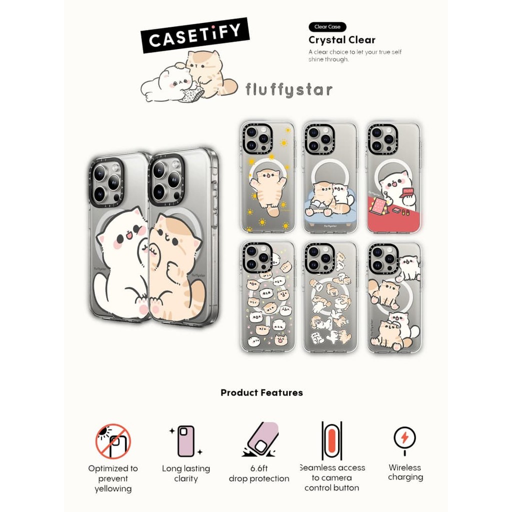 CASECASE X Fluffystar Impact Clear Magnetic suction Case for iPhone 16 ...