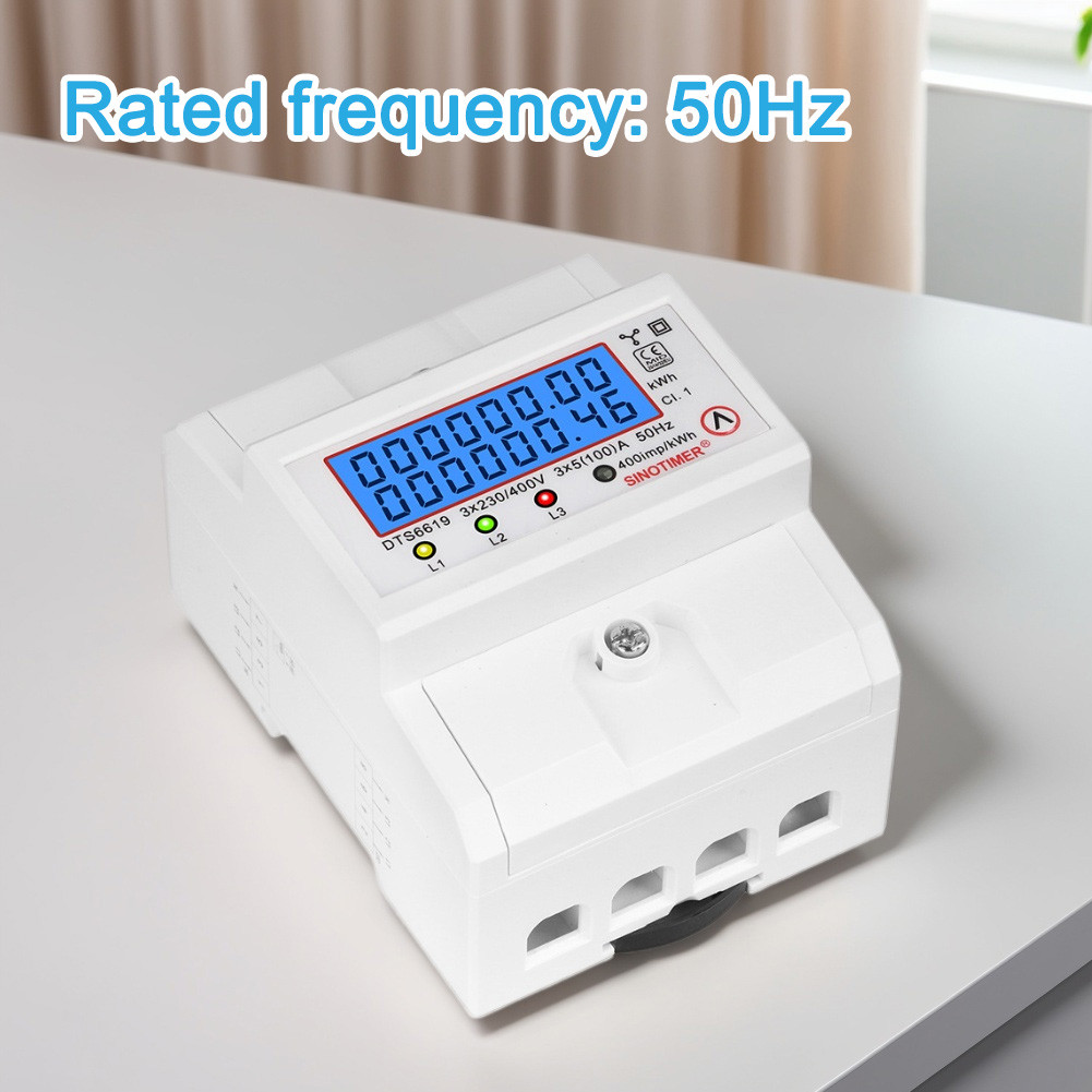 Din Rail 3 Phase 4 Wire Energy Meter AC 380V 100A 50/60Hz Wattmeter LCD ...