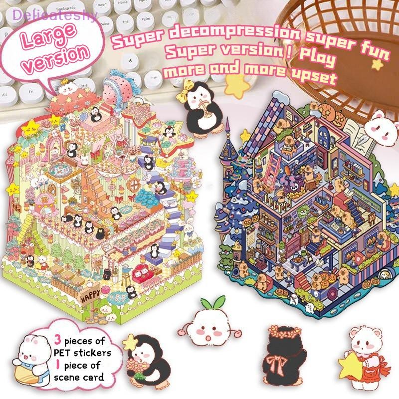 Delicateshy 1Set Cartoon Cute Miniature Landscape Stickers Stacking ...