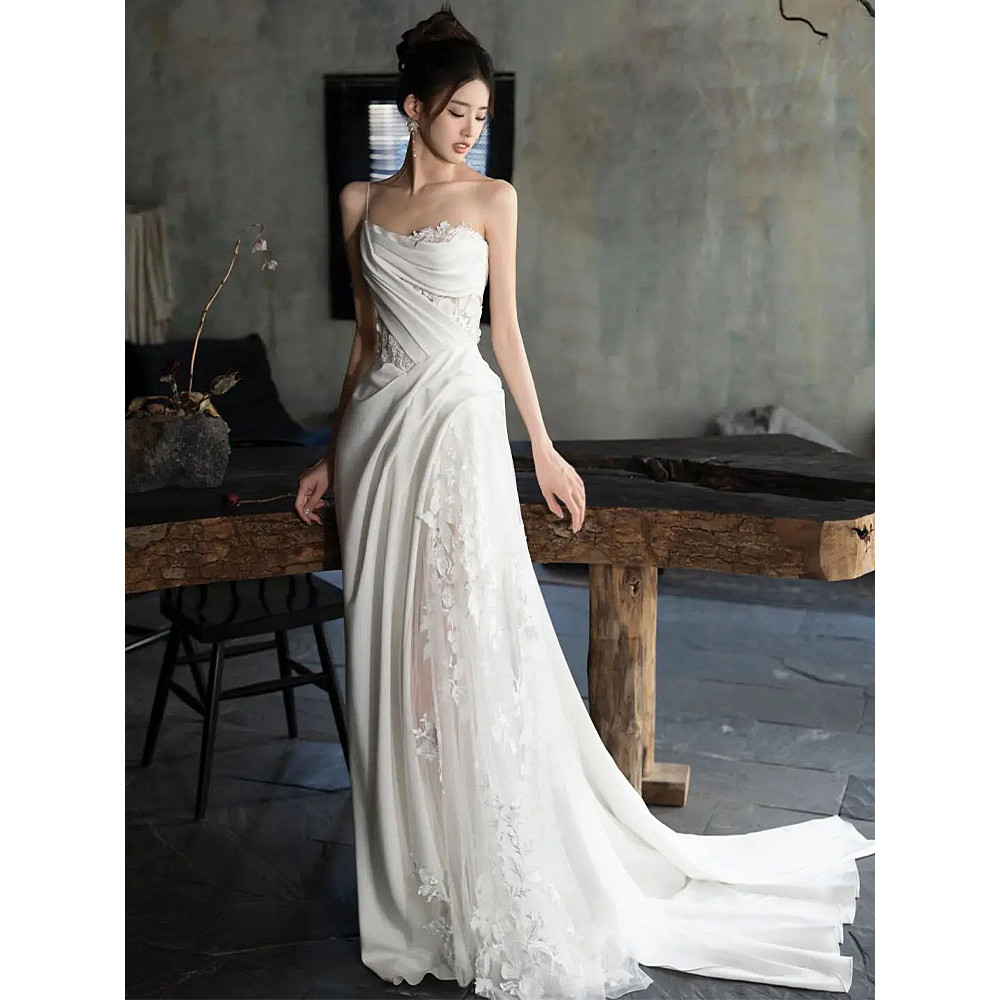 Tube Top Light Wedding Dress Super Fairy Forest Style Bridal Dress Robe ...