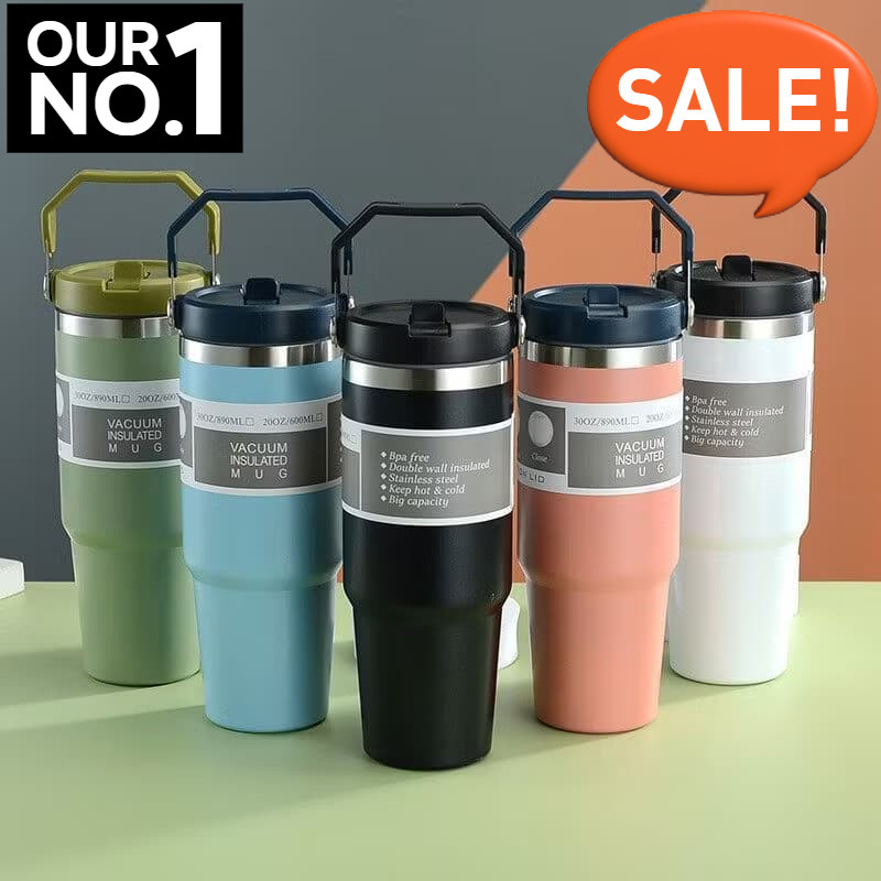 900ml 304 Stainless Steel Handheld Thermos Insulated Vacuum Tumbler Hot ...