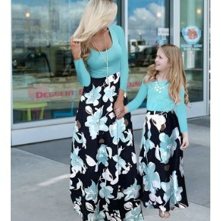 Floral Long Dresses Elegant Mother Daughter Matching Dress Summer Mommy and Daughter Same Clothes Shopee Malaysia