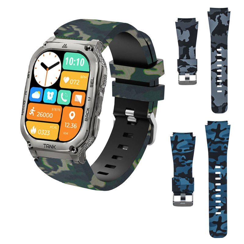 Camouflage Silicone Watch Strap For KOSPET TANK M3 Ultra Wrist Bracelet ...