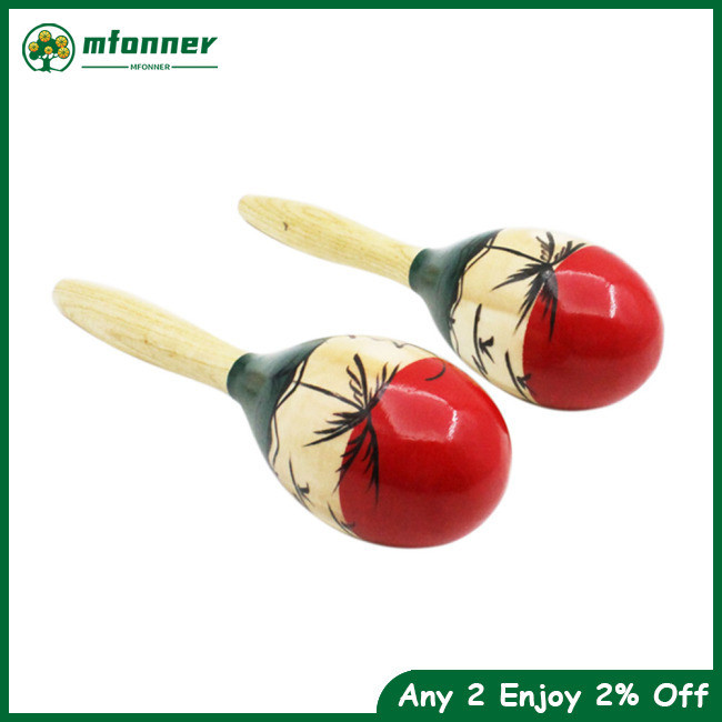 Mfonner 1 Pair Wooden Large Maracas Rumba Shakers Rattles Sand Hammer ...