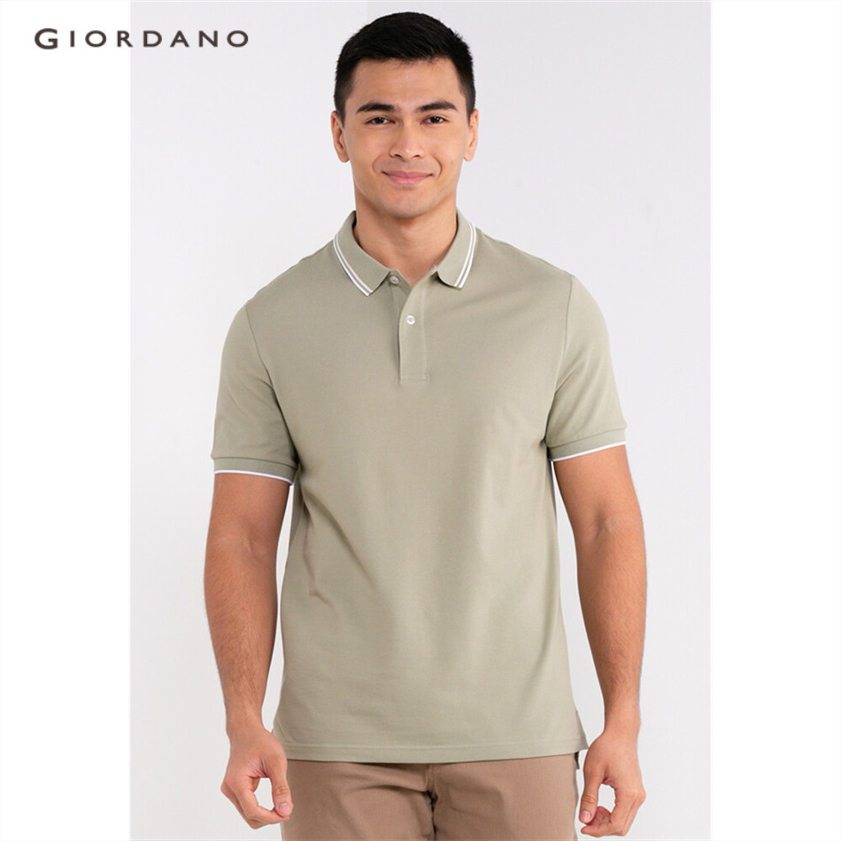 GIORDANO MEN Solid Cotton Lycra Short Sleeve Tapered Polo 2 01012018 ...