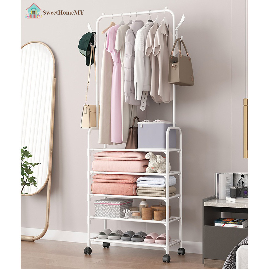 Ready Stock~ Korean Style Multipurpose Cloth Rack Wheels Storage Bag ...