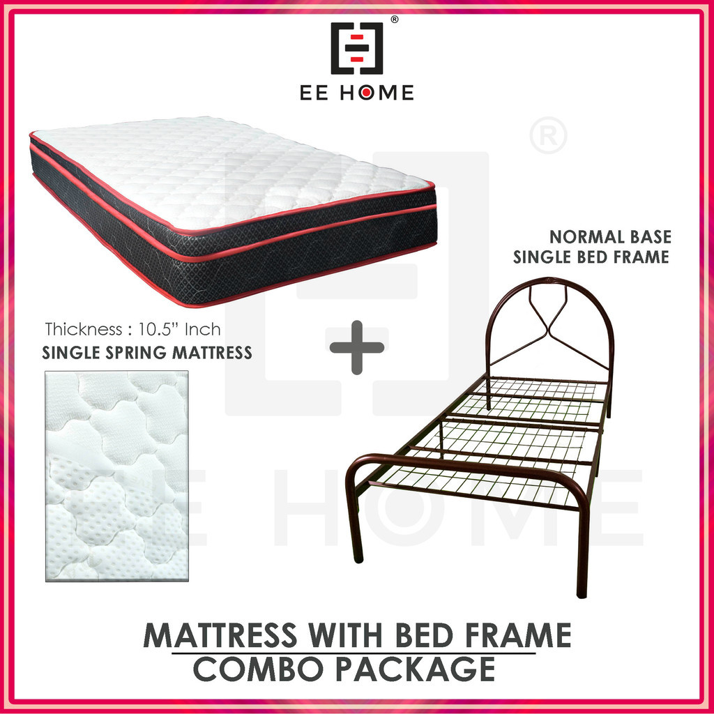 COMBO SET Single Bed Frame with Single Mattress Spring Katil Besi ...