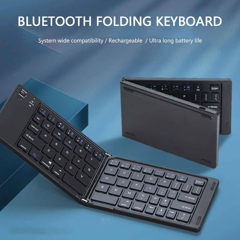 Foldable Bluetooth Keyboard Portable Ultra Slim Mini Wireless Keyboard ...