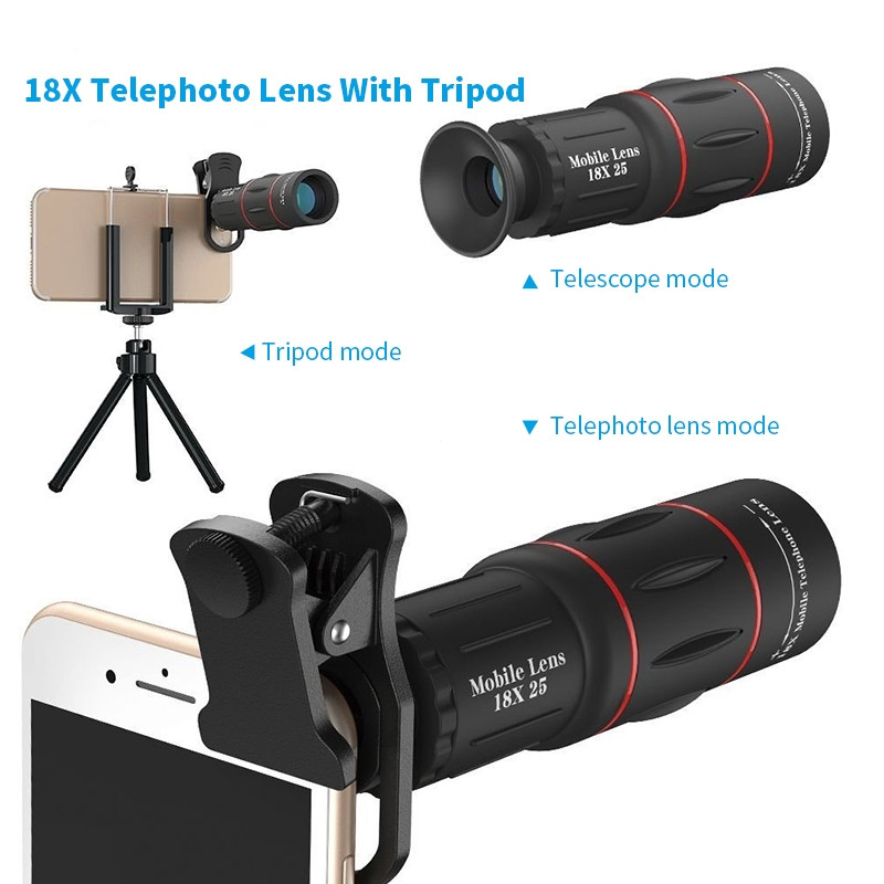 Universal 18x25 Monocular Zoom HD Optical Cell Phone Lens Observing ...