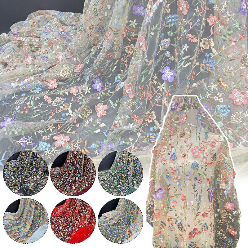 130cm*1码 Wer Fabric Mesh Embroidery Fabric 3D Lace Bridal Wedding Dress ...