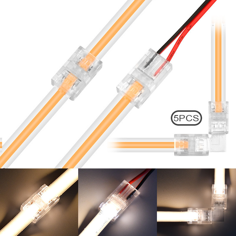 5Pcs 8mm 10mm 2pin COB LED Strip Connector 2PIN 8mm Led COB Strip Tape ...