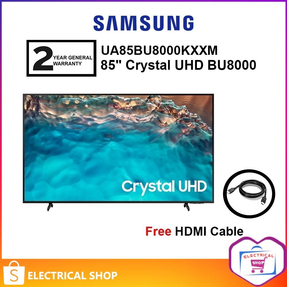 Samsung BU8000 85" 4K UHD Smart TV UA85BU8000KXXM Television (FREE HDMI ...