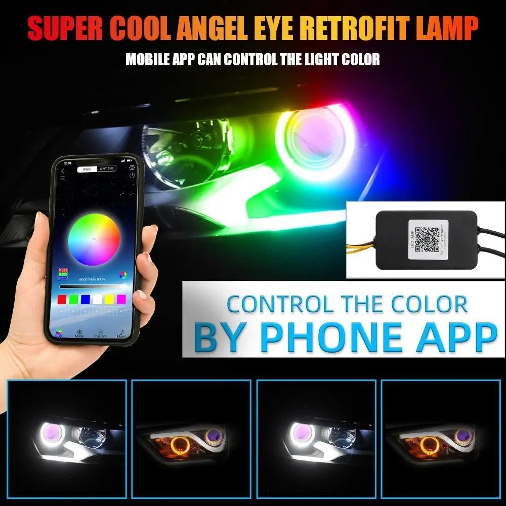 2PCS Angel Eye 60mm Symphonic RGB Halo Ring Car Led Fog Light ...
