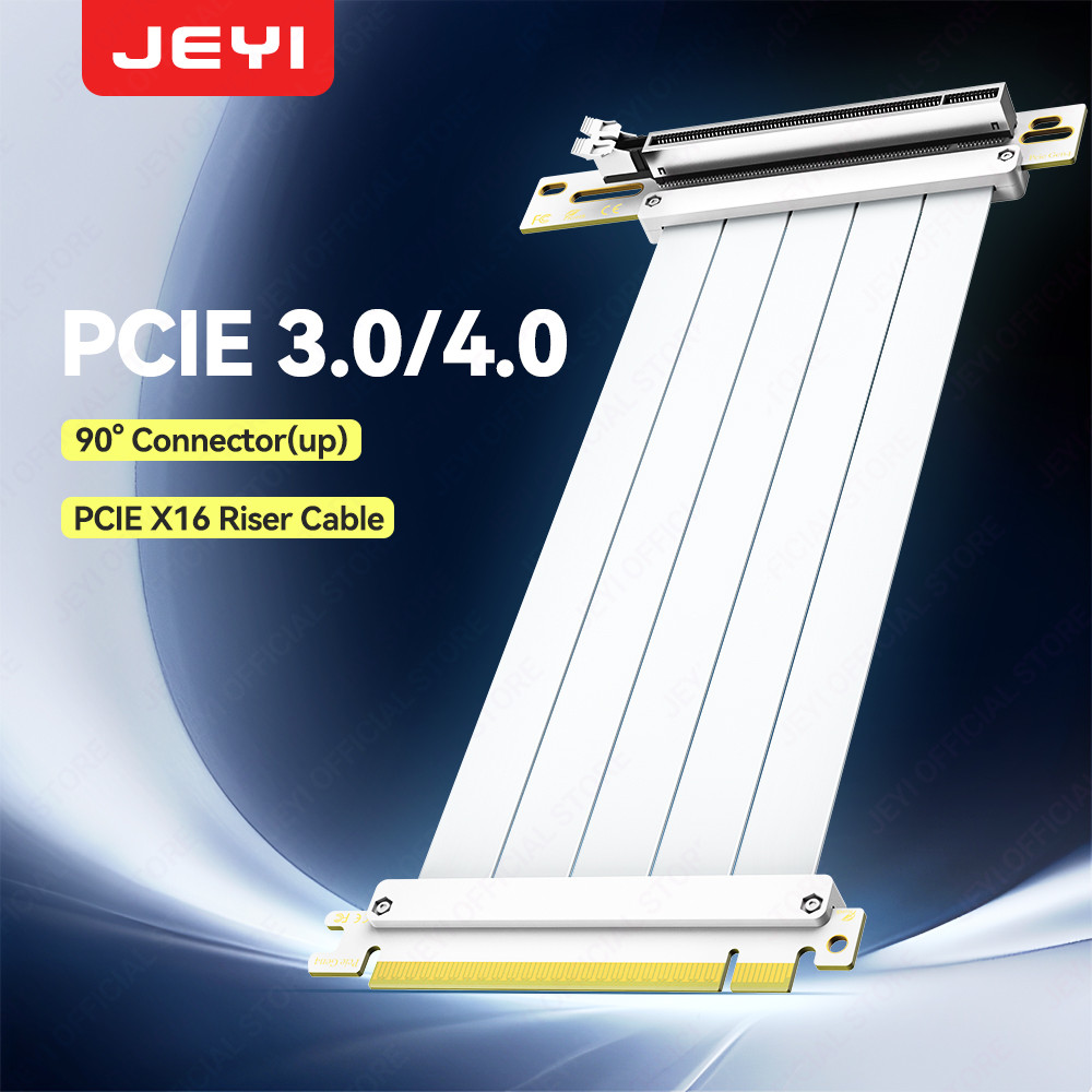 JEYI PCIe 4.0 Riser Cable 90° Adapter, PCIe 3.0/4.0 x16 Extension Cord ...