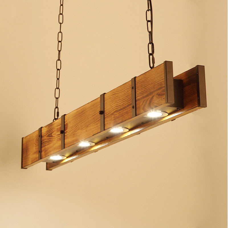 American Vintage Attic Pendent Lamp Wooden Lamp Dining Room Bar Table ...