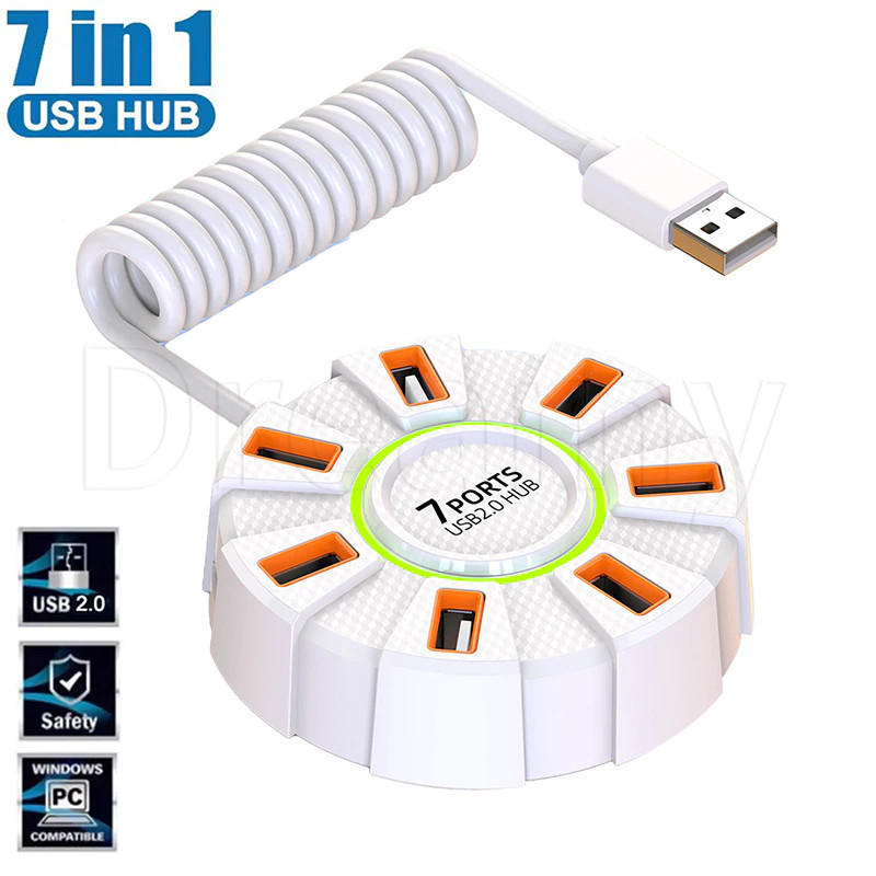 7 Ports Multi-Port Splitter with Colorful Atmosphere Light Phone ...