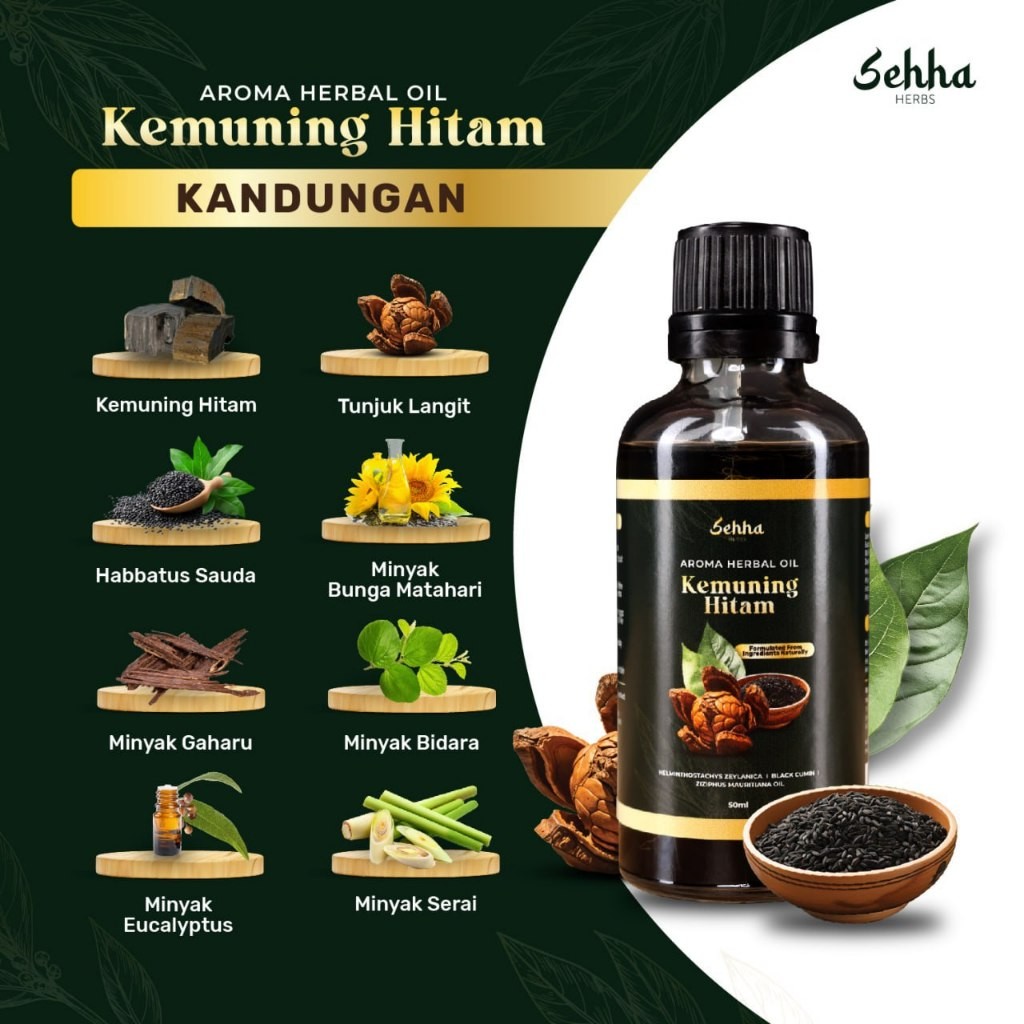 Minyak Urut Kayu Kemuning Hitam - Aroma Herbal Oil untuk Angin, Kebas ...