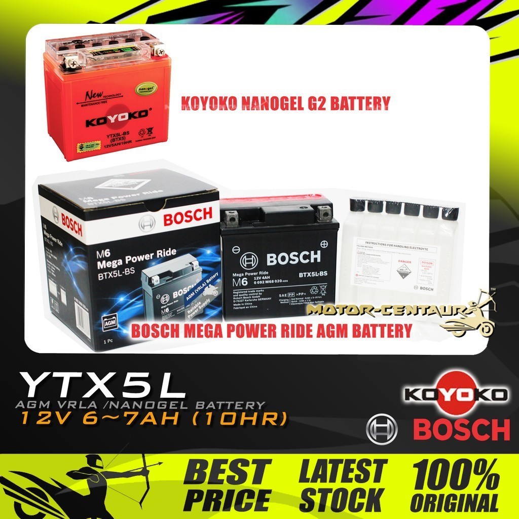 Bateri Motosikal Koyokobosch Nanogelgelagm Battery Btx5l Ytx5l For V100vs125vs150 6983