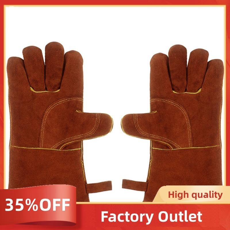 HITBOX Welding Gloves – 16" Cowhide Leather, Heat Resistant & Lined For Welding, BBQ, Blacksmithing (Blue & Black) 4 thumbnail image