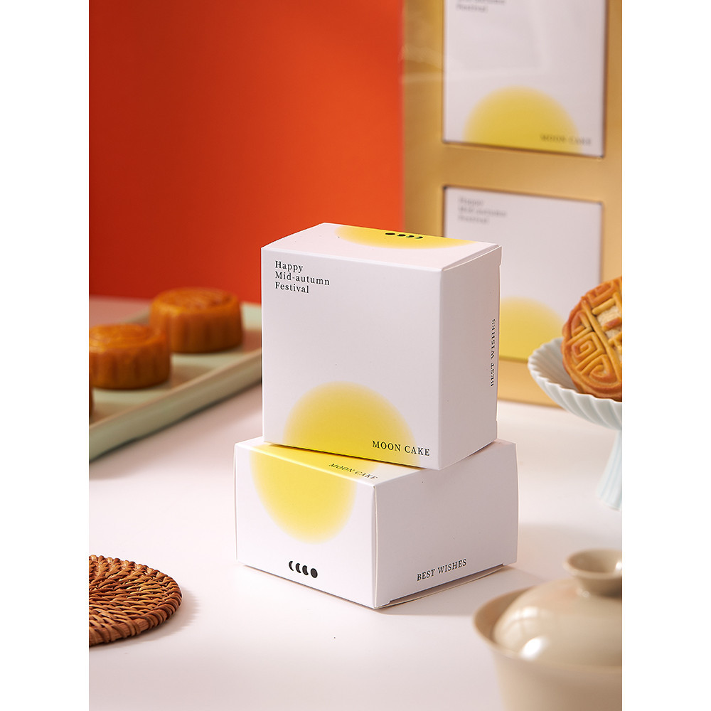 Single Mooncake box/Mooncake Box/2025中秋单粒月饼盒包装盒独立盒饼干淡黄色单颗食品点心小方纸盒/月饼盒/单 ...