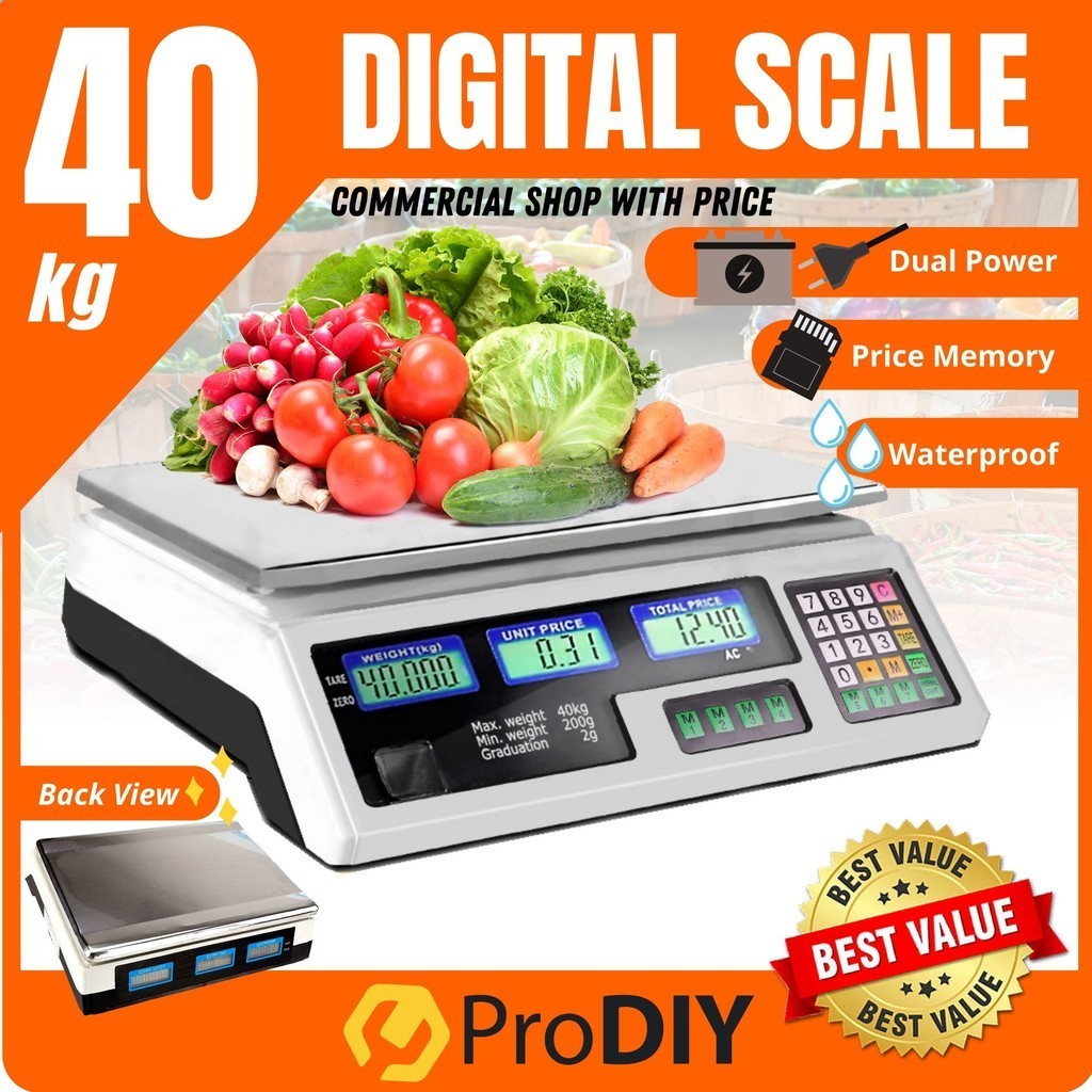 40kg Electronic Digital Scale Price Computing Rechargeable Automatic ...