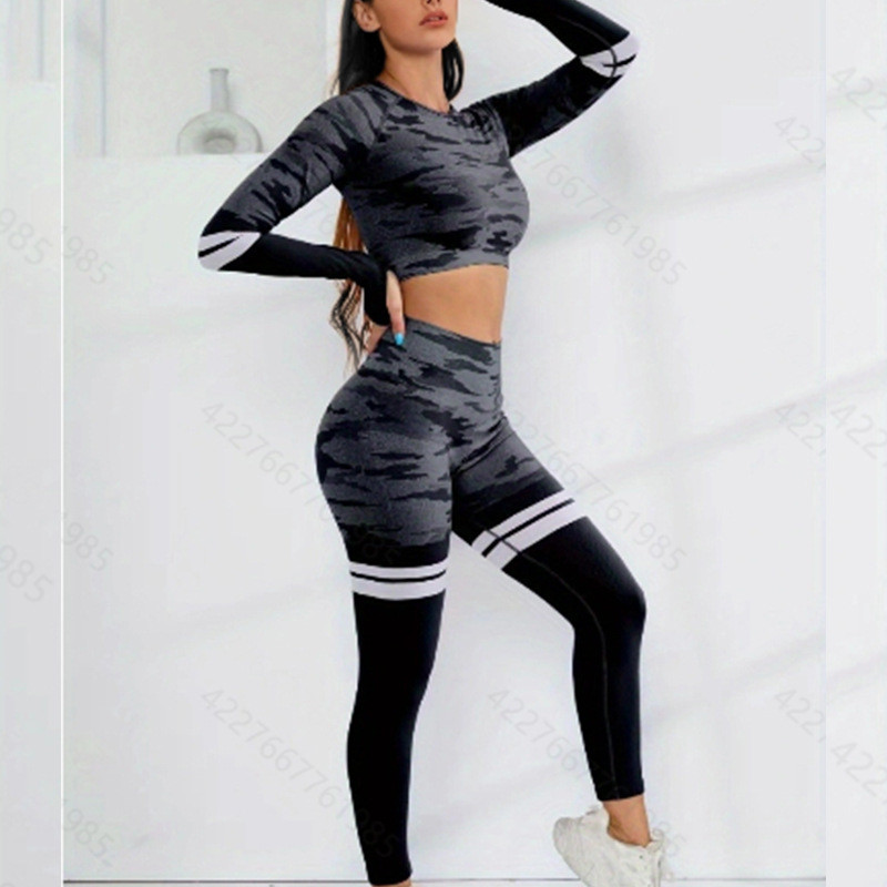 High-end Camouflage Yoga Pants Suit Women Professional Sports Sweat ...