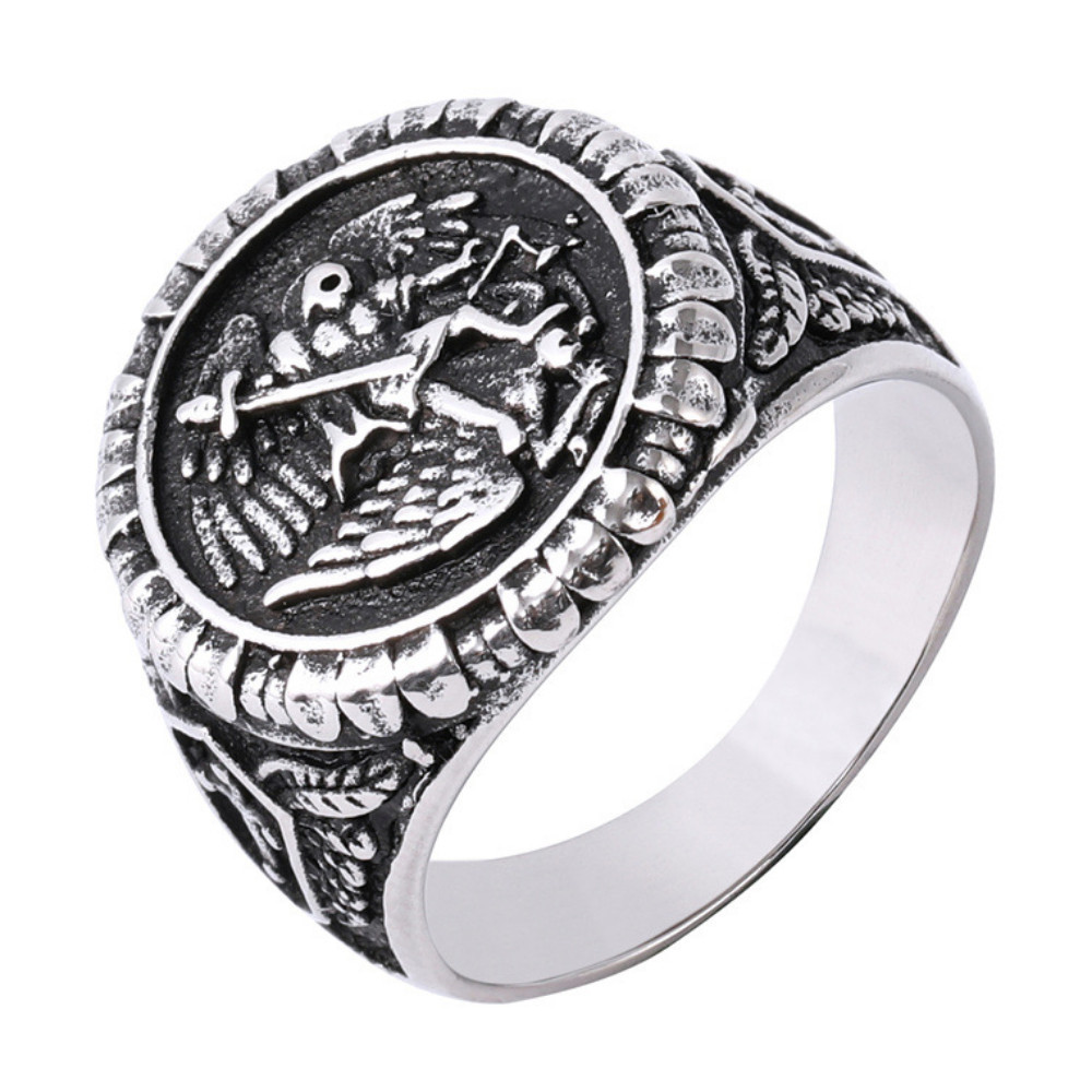 Stainless Steel Egyptian Pharaoh Anubis Ring For Men – Sizes 7-13, Silver Finish, Rust-Resistant
