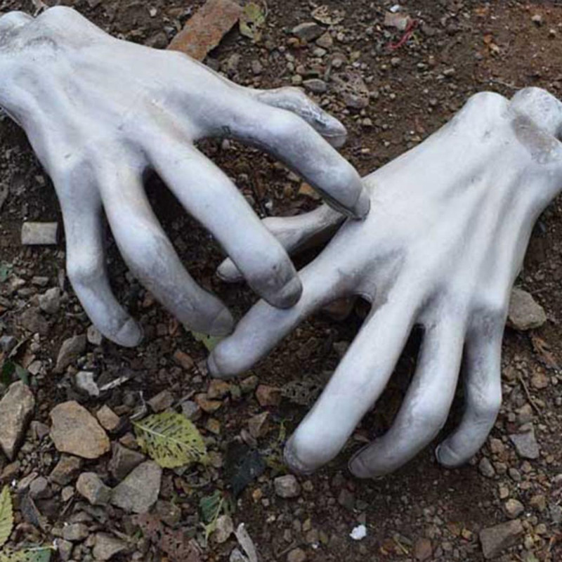 2Pcs Halloween Skeleton Hands Scary Realistic Size Hand Bone Skull ...