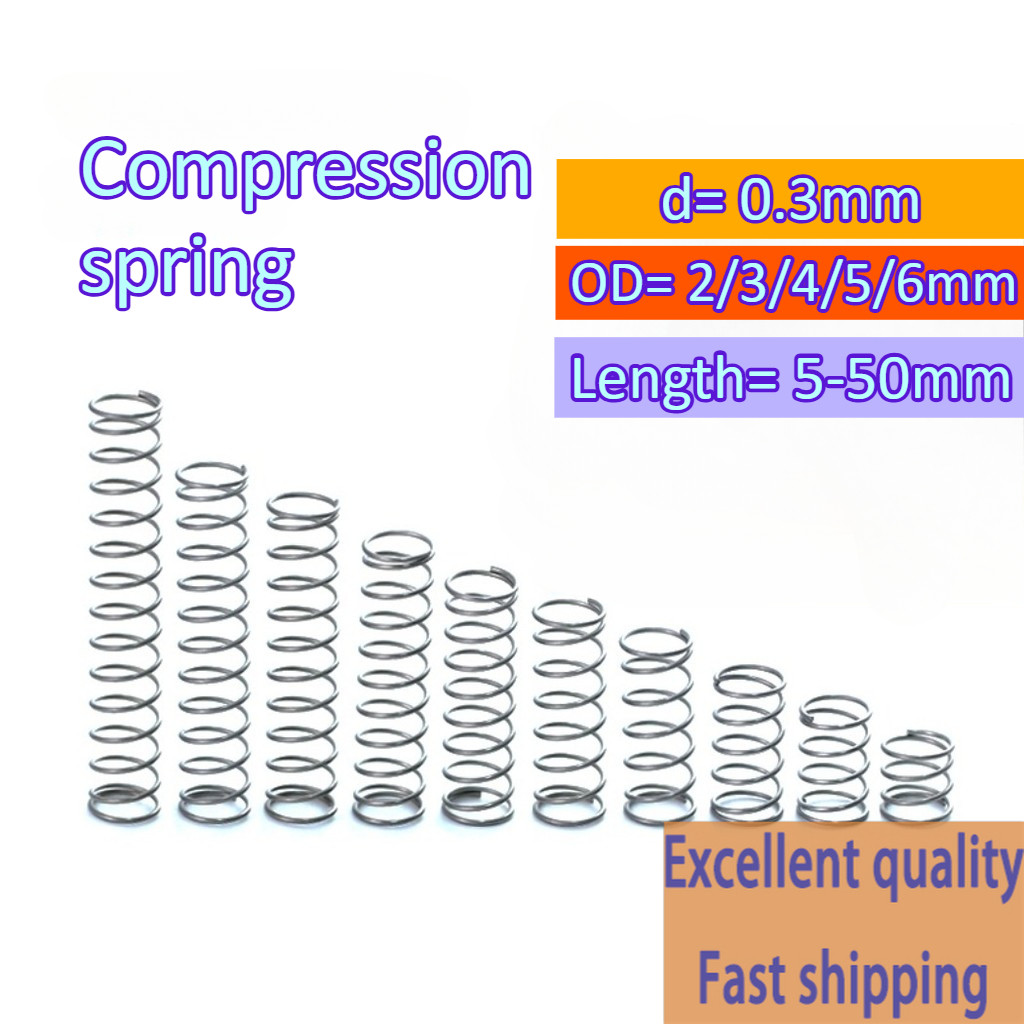 Small spring SUS304 compression spring d0.3mm OD3/4/5/6mm length 5-50mm ...