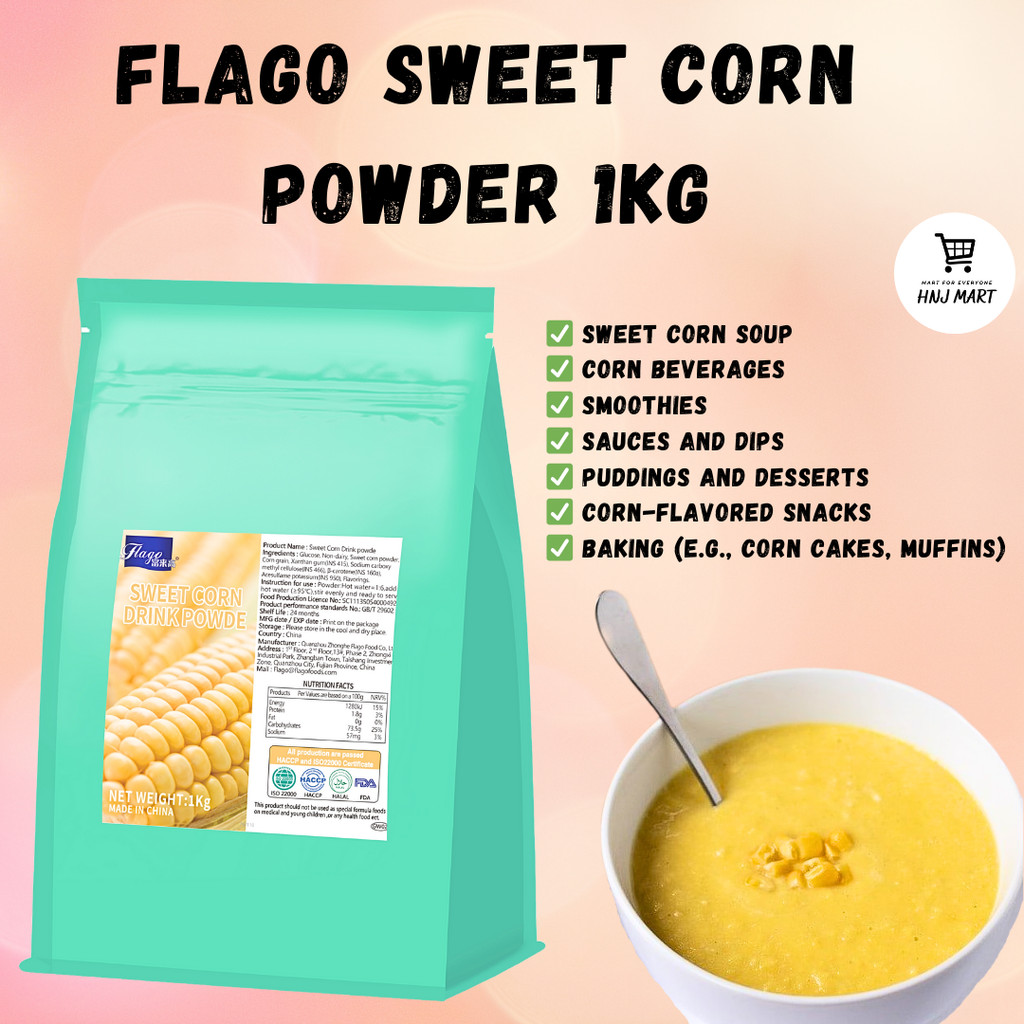 FLAGO SWEET CORN POWDER 1KG CREAMY CORN FLAVOR SWEETCORN SOUP SERBUK ...