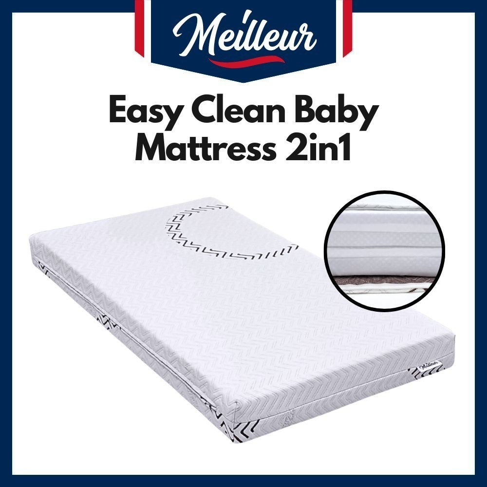 Meilleur Easy Clean Baby Mattress 2in1 with Knitted Washable Cover and