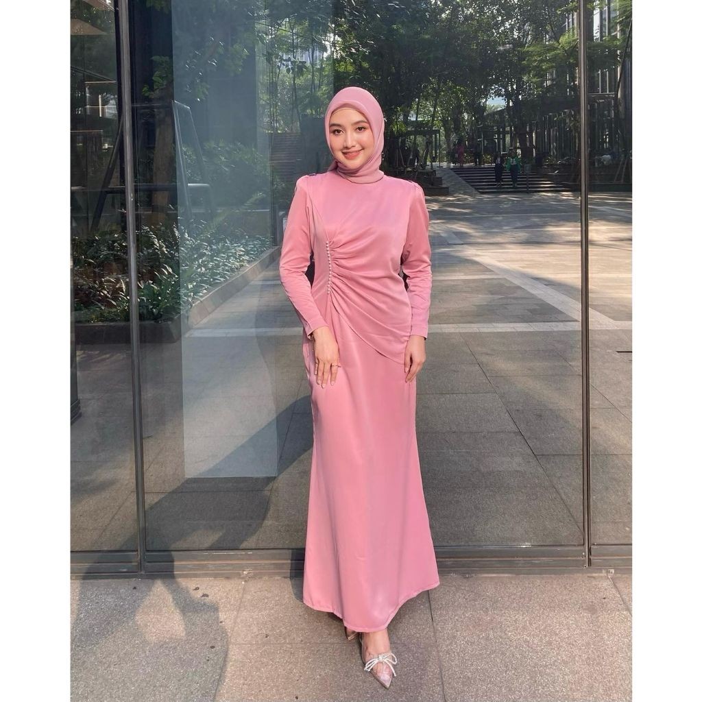 DIVA DRESS SATIN SILK PREMIUM PLAIN DRESS SIMPLE ELEGANT PARTY DRESS  BRIDESMAID UNIFORM LATEST MODEL SIMPLE LUXURIOUS | Shopee Malaysia