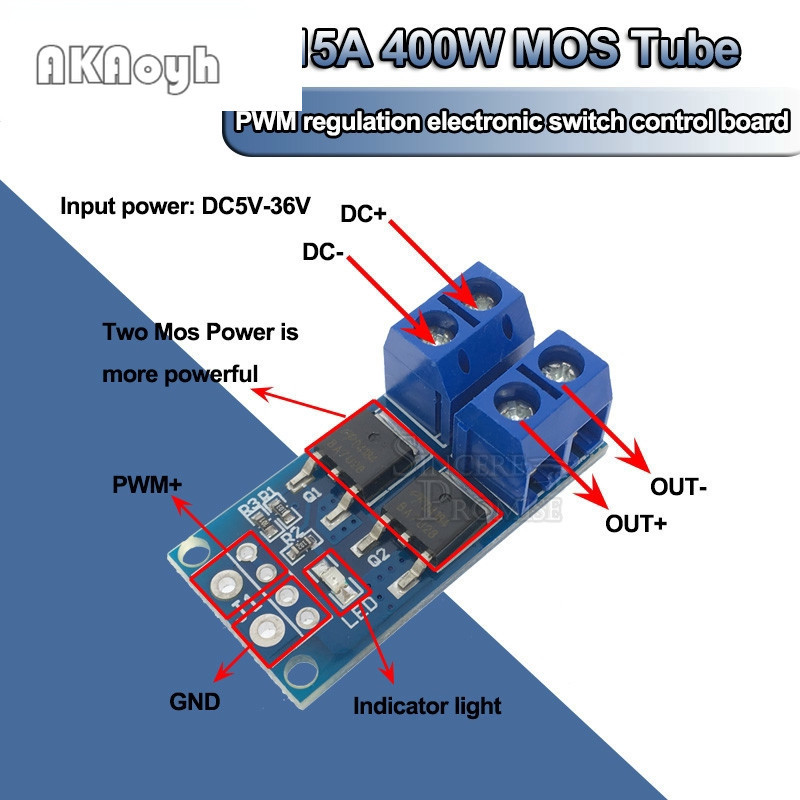 High Power 15A 400W MOS FET Trigger Switch Drive Module PWM Regulator ...