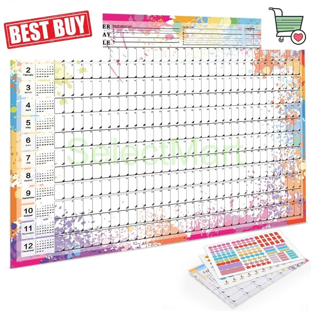 SM Morandi Wall Mounted Yearly Planner Sheet/ 2024 New Year Student