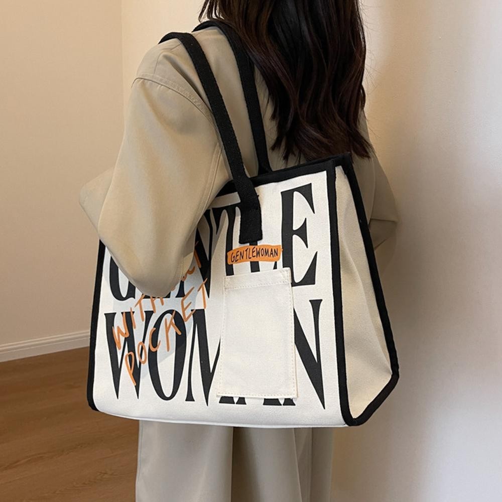 Tote Bag Handbag Letter Printed Canvas Bag Large Capacity Student