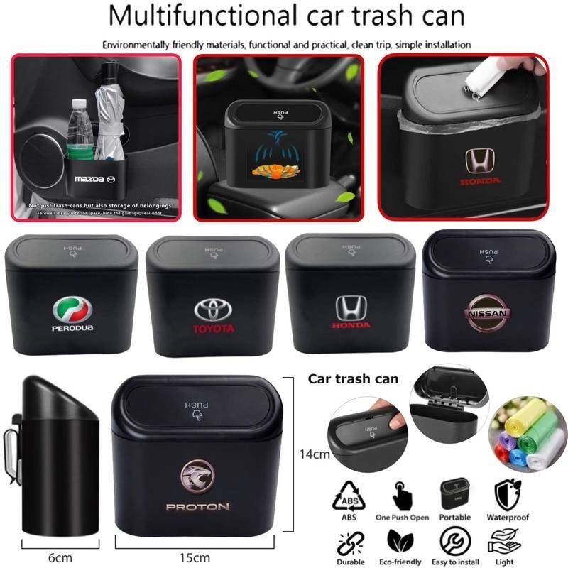 Universal Car Dustbin Box Trash Bin Rubbish Box Mini Hanging Back Seat ...