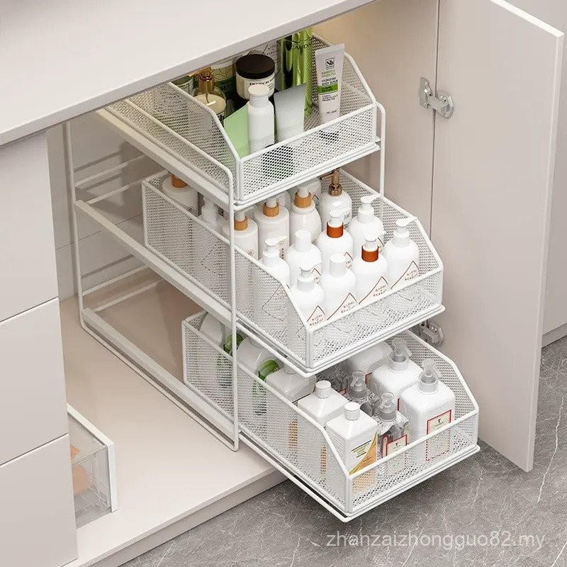 Bathroom Sewer Sink Cabinet Pull-out Rack Double-layer Toilet Pull ...