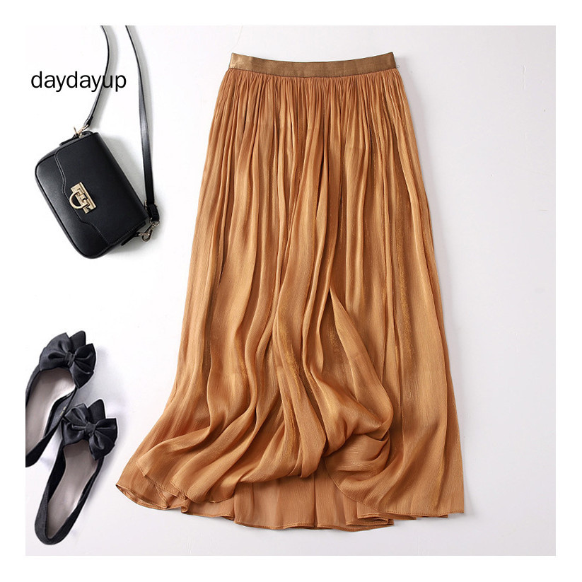 Silky Elegant Half Length Skirt for Women Slim Fitting Mid Length A ...