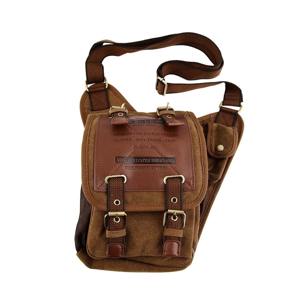 Men's Vintage Canvas Leather Messenger Shoulder Bag Military Travel ...