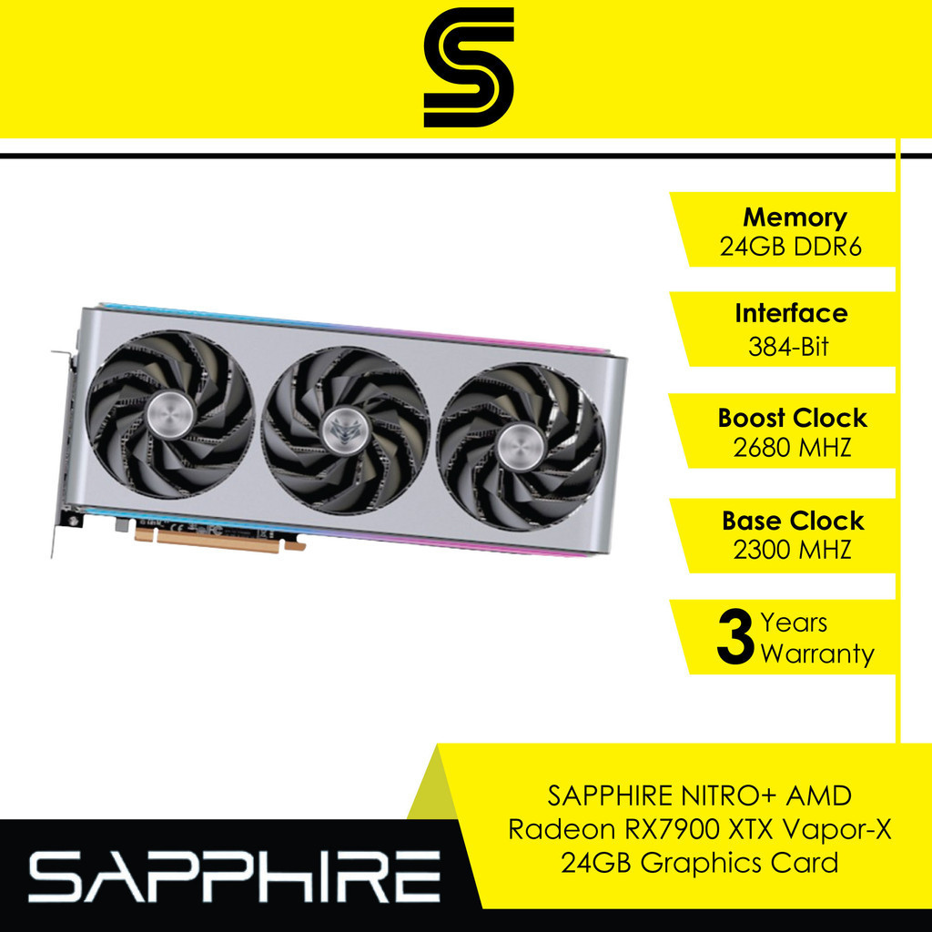 SAPPHIRE NITRO+ AMD Radeon RX7900 XTX Vapor-X 24GB Graphics Card ...