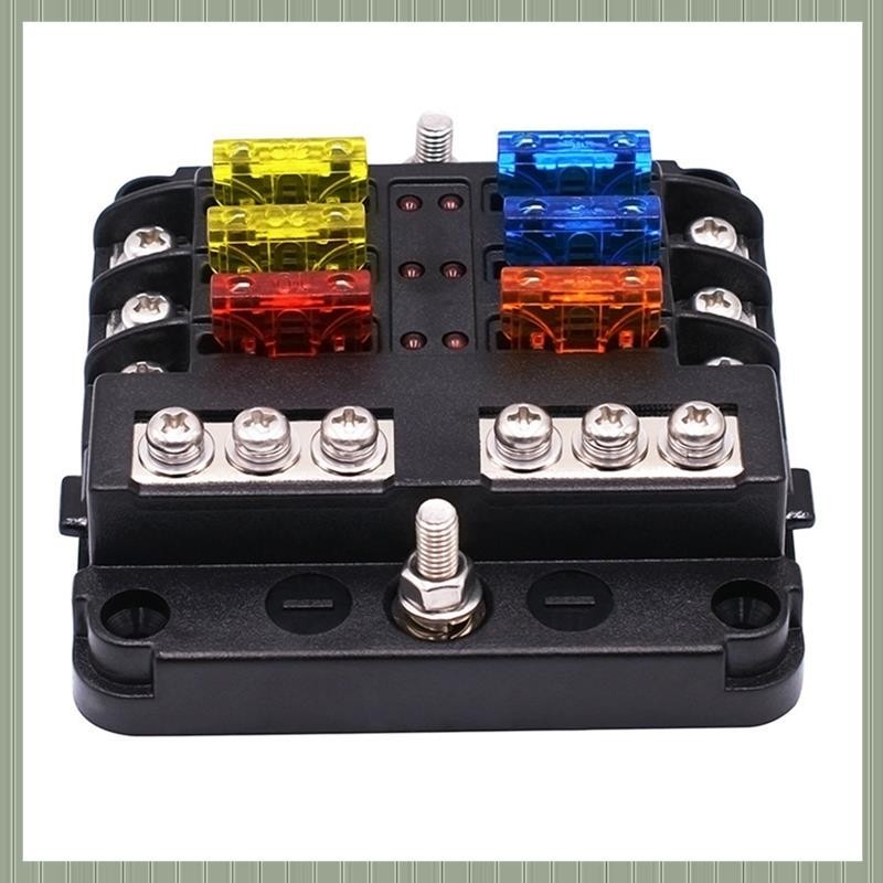 ( S U Z B )6Way Fuse Block,with LED Indicator 12 Circuits for Dc 12