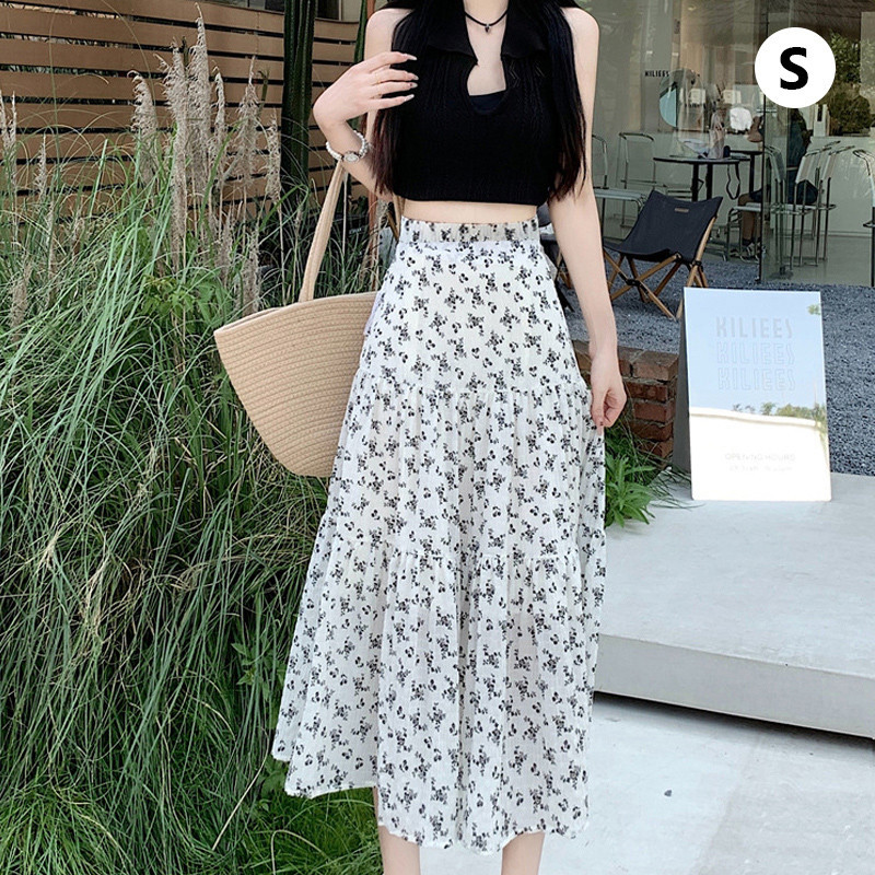 Malaysia stock High end Floral Skirt Women Summer Thin High Waist Long Skirt Crotch Covered A line Skirt Amika1 Shopee Malaysia